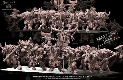 Minotaurs with great weapons Battle-Ready regiment  (pack 10 ud)