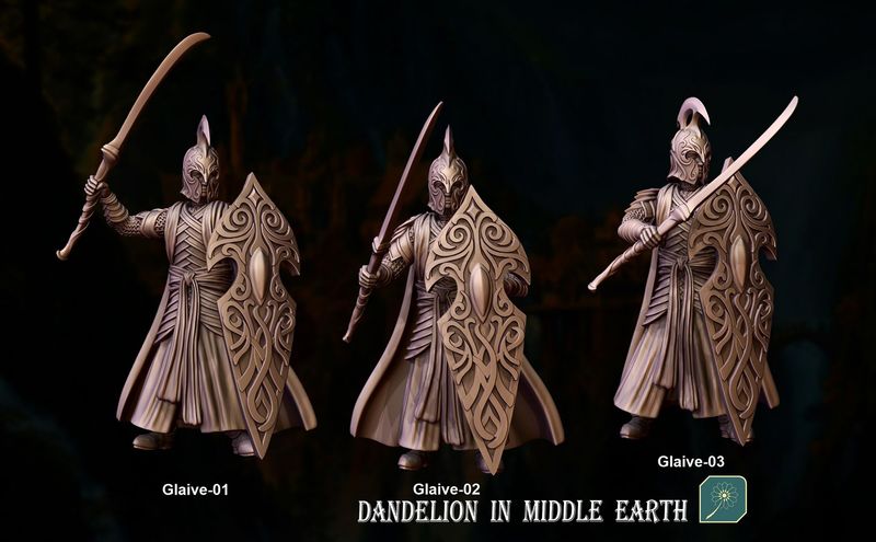 Elves of the Deep Valley - Shieldman with Glaive (pack 4 units)