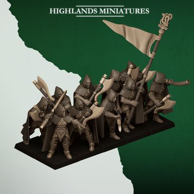 Feral axeman - (command group included) packs 10, 20 or 30 miniatures