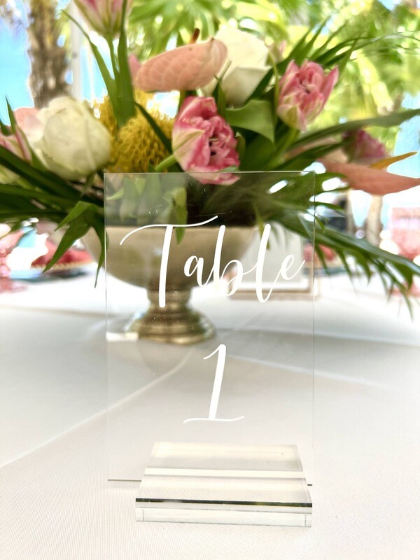 Clear + White Table Numbers