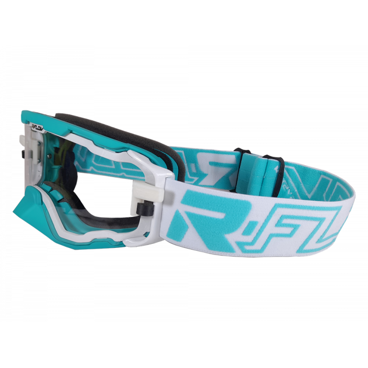 Masque Enduro anti-buée NEXT Blanc/Turquoise RFLOW