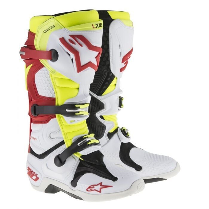 Botte Tech-10 Blanc/Rouge/Jaune ALPINESTARS