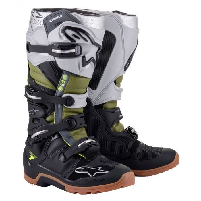 Botte Tech-7 enduro Noir/Argent/Vert ALPINESTARS