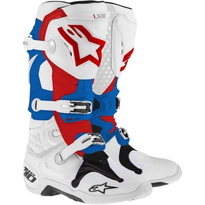 Botte Tech-10 Blanc/Bleu/Rouge ALPINESTARS