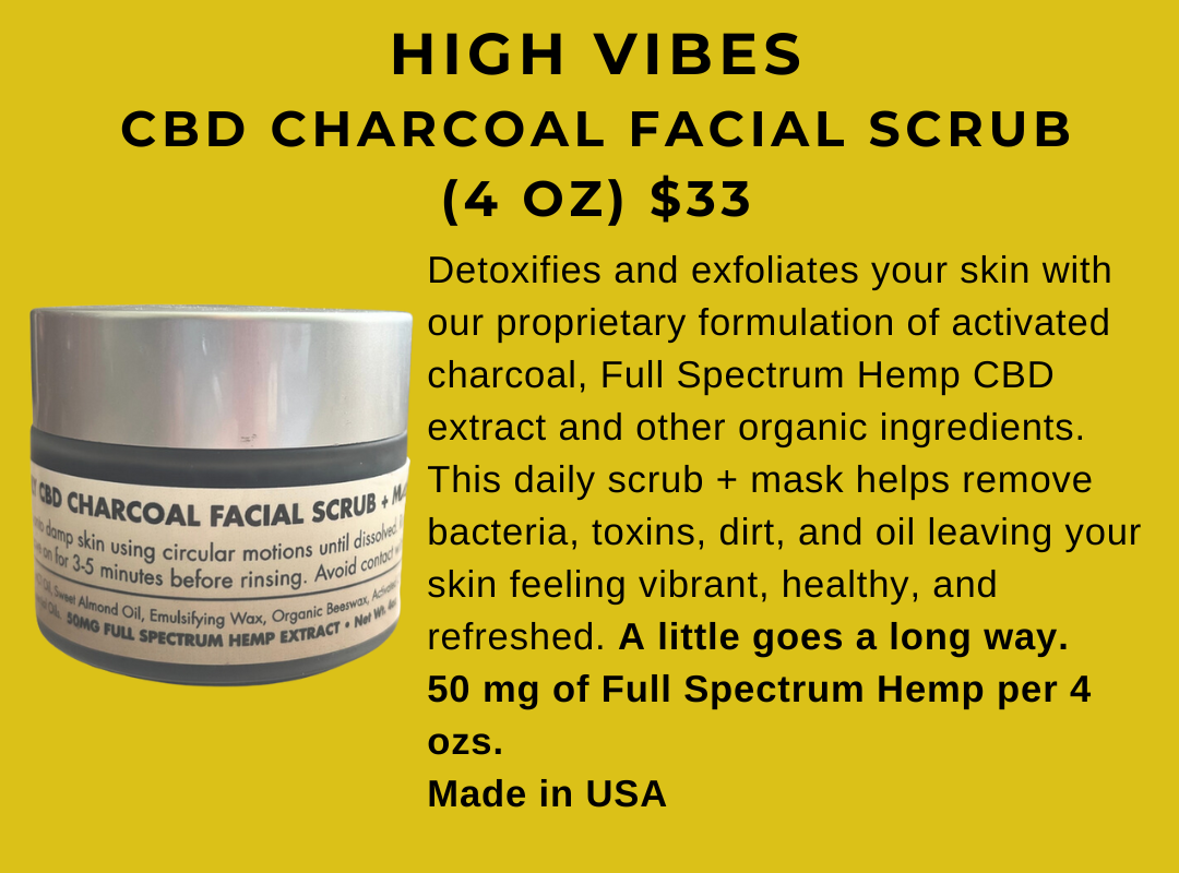 High Vibes CBD Charcoal Face Scrub + Mask  4 oz
