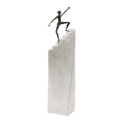 Stufen zum Erfolg -
Bronzefigur mit Steinsockel