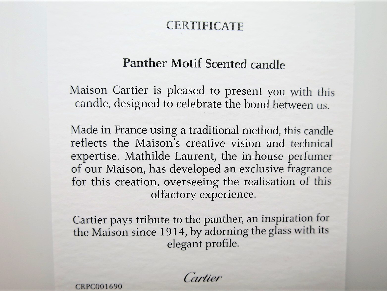 New CARTIER aroma Candle Red Panthere Motif Scented Candle boxed