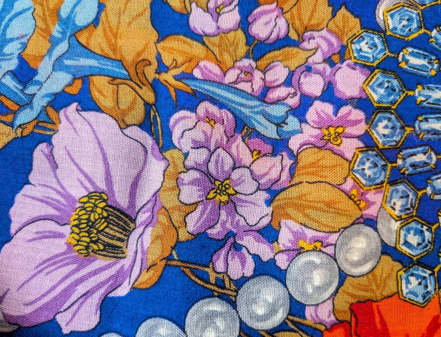 Vintage Cartier Silk + Wool Shawl royal blue and red Made in Italy with Original Box