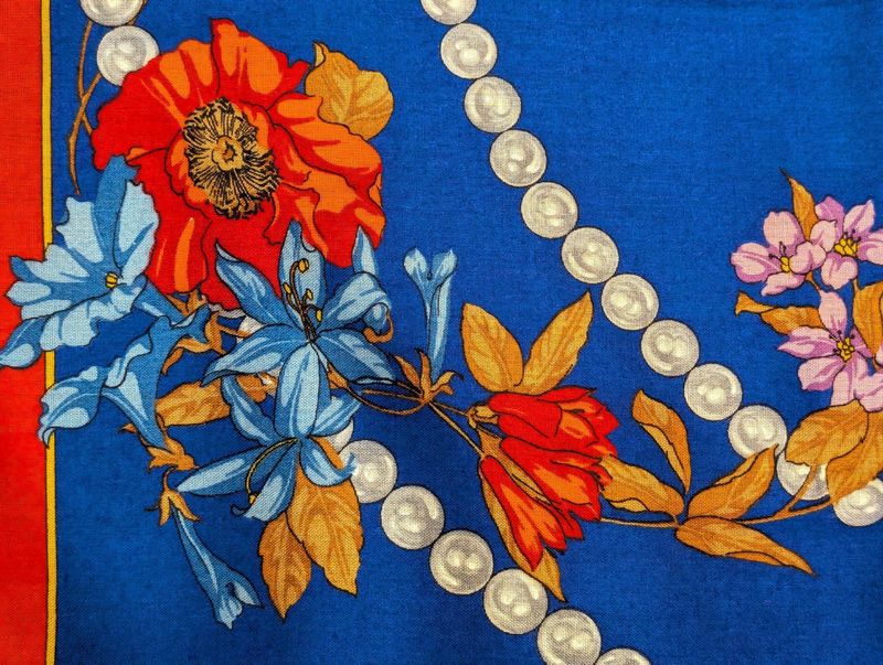 Vintage Cartier Silk + Wool Shawl royal blue and red Made in Italy with Original Box