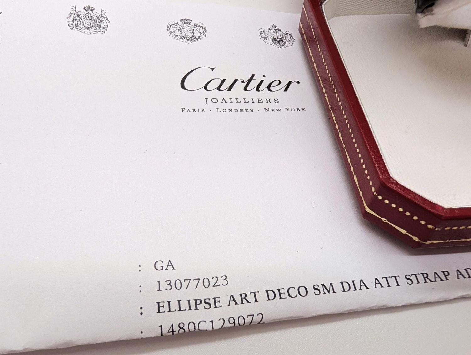 Cartier Ellipse Watch in Yellow Gold with Diamonds, Quartz Movement and black alligator strap, vintage watch for women