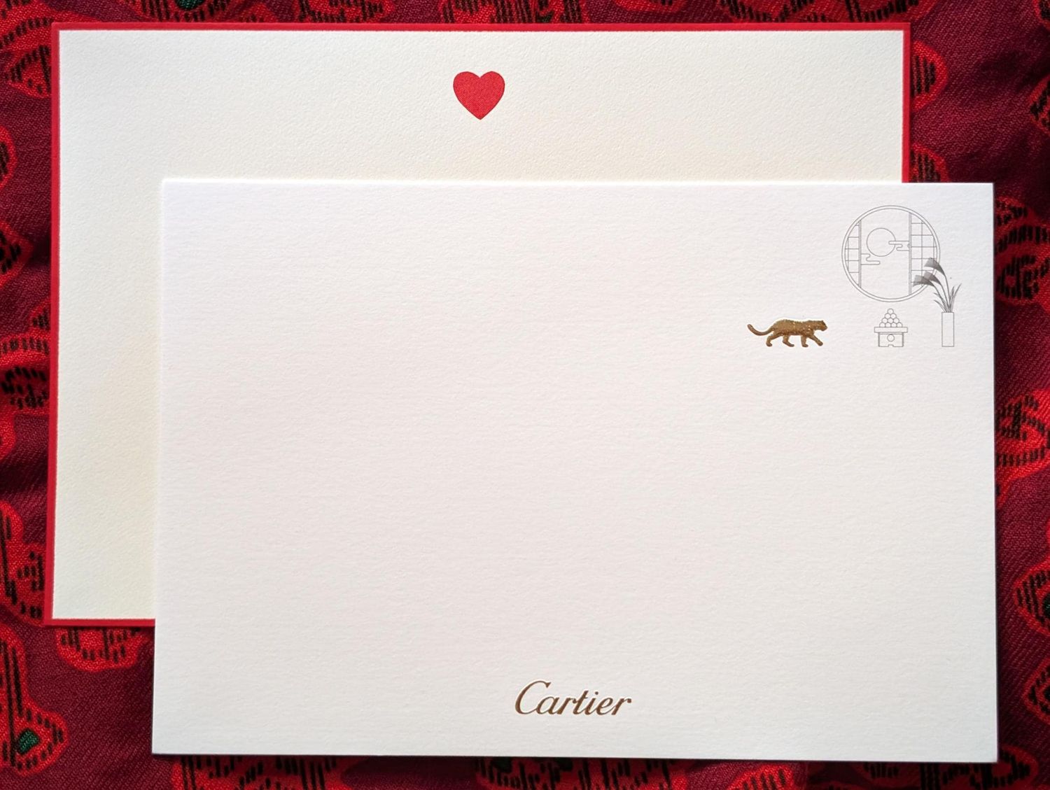 Cartier Note Cards Set of 12 Heart and Panther motifs
