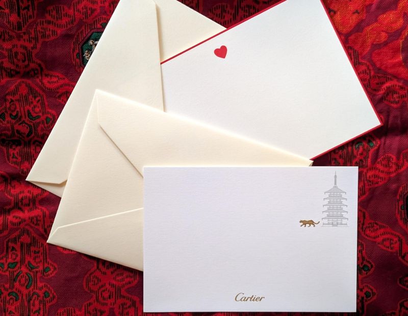 Cartier Note Cards Set of 12 Heart and Panther motifs