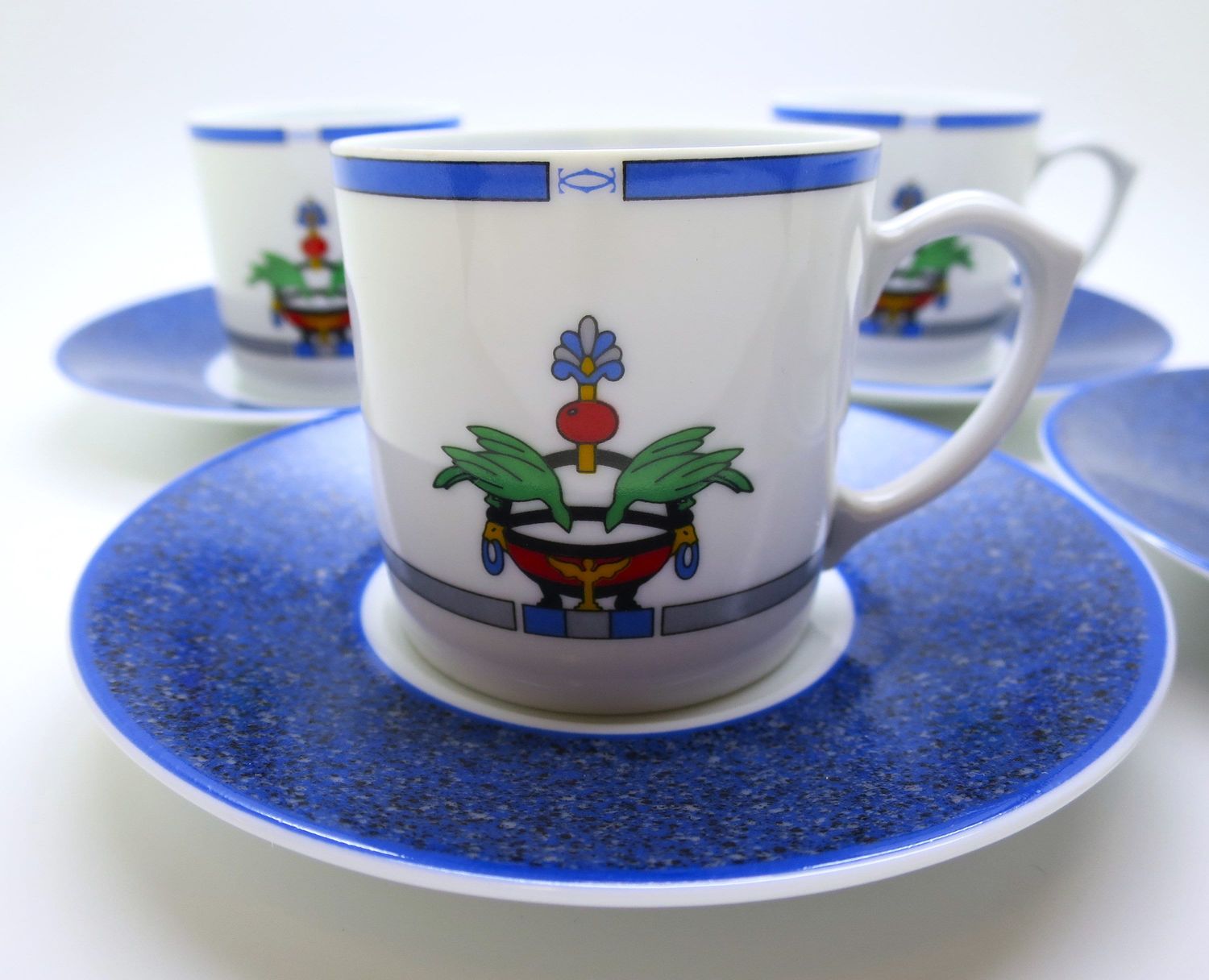 Cartier Demitasse Cups + Saucers Set of 4 in Original Box