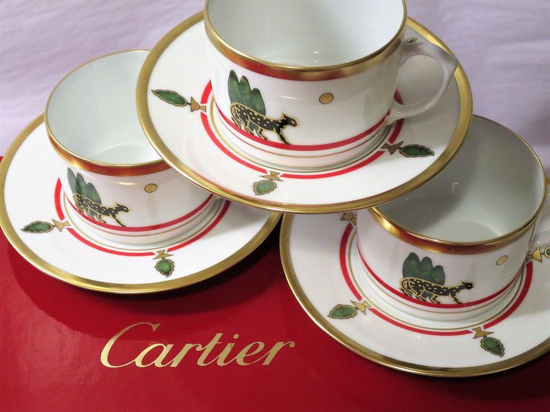 Limoges Porcelain for Cartier Cup + Saucers Set of 6