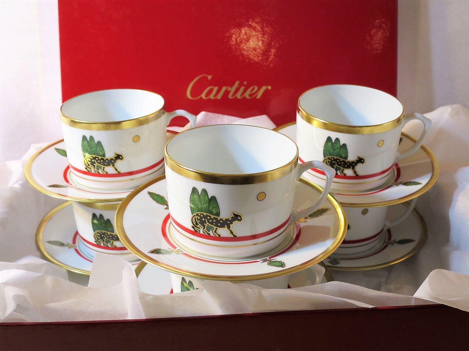 Limoges Porcelain for Cartier Cup + Saucers Set of 6