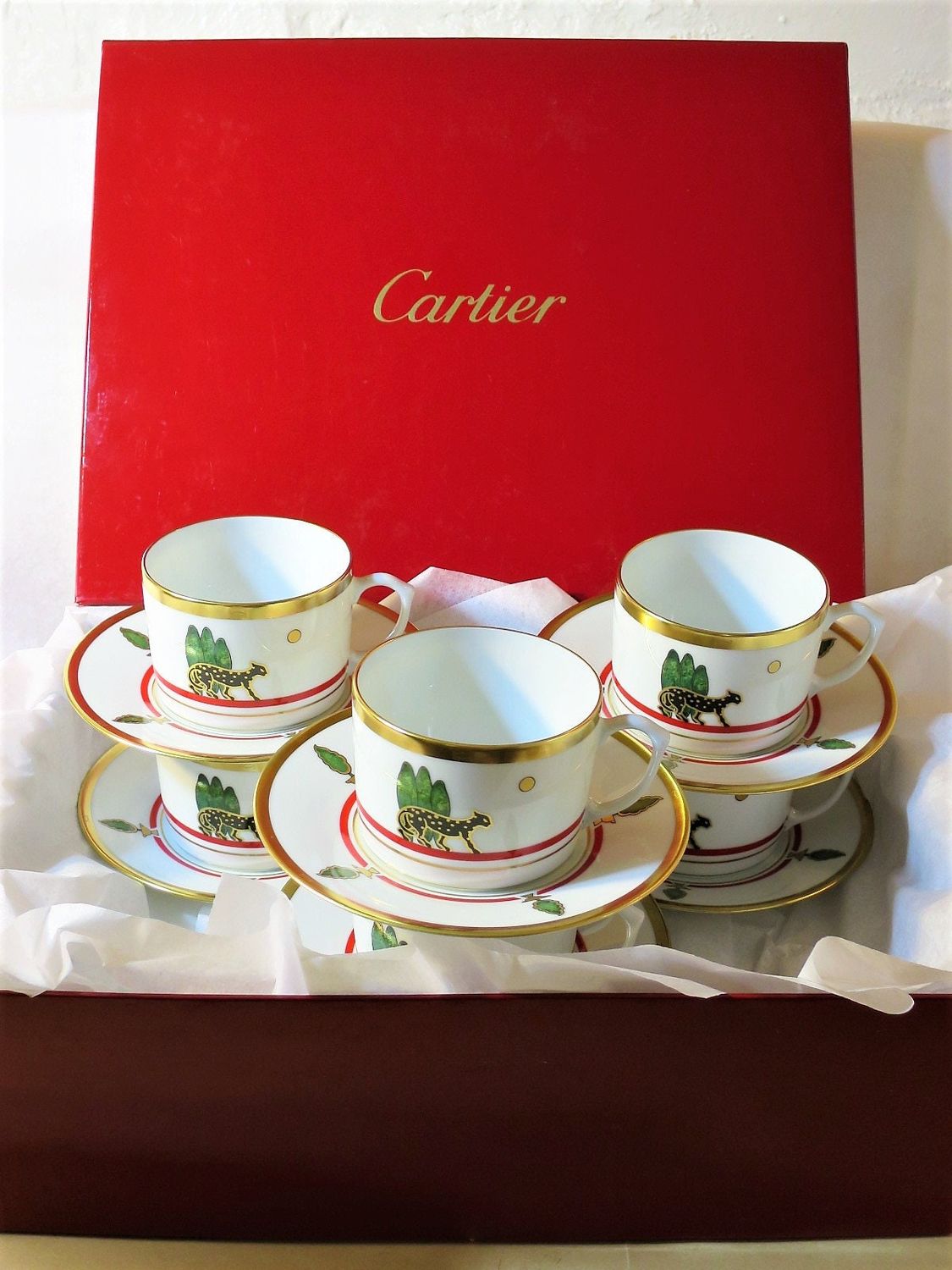 Limoges Porcelain for Cartier Cup + Saucers Set of 6
