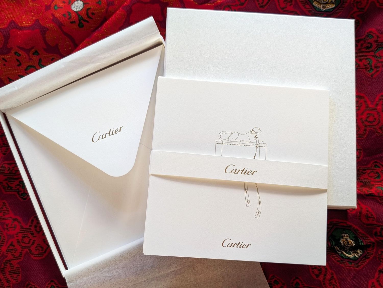 Cartier Note Cards with Gold Imprint Panther + Box Decor