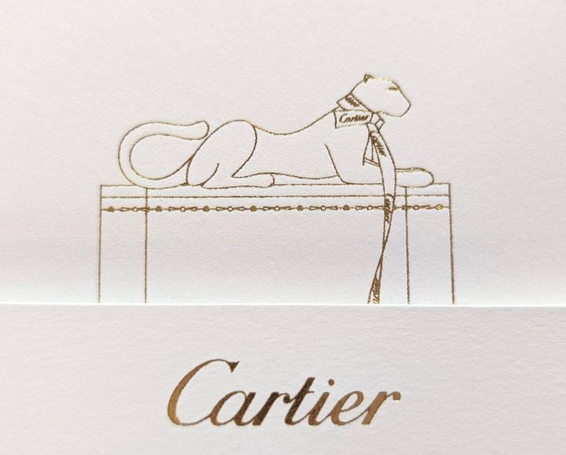 Cartier Note Cards with Gold Imprint Panther + Box Decor
