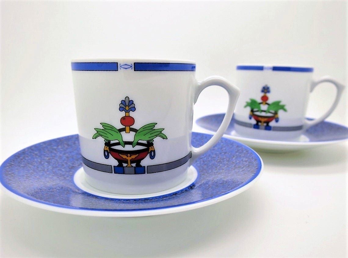 Cartier Demitasse Cups + Saucers Set of 4 in Original Box