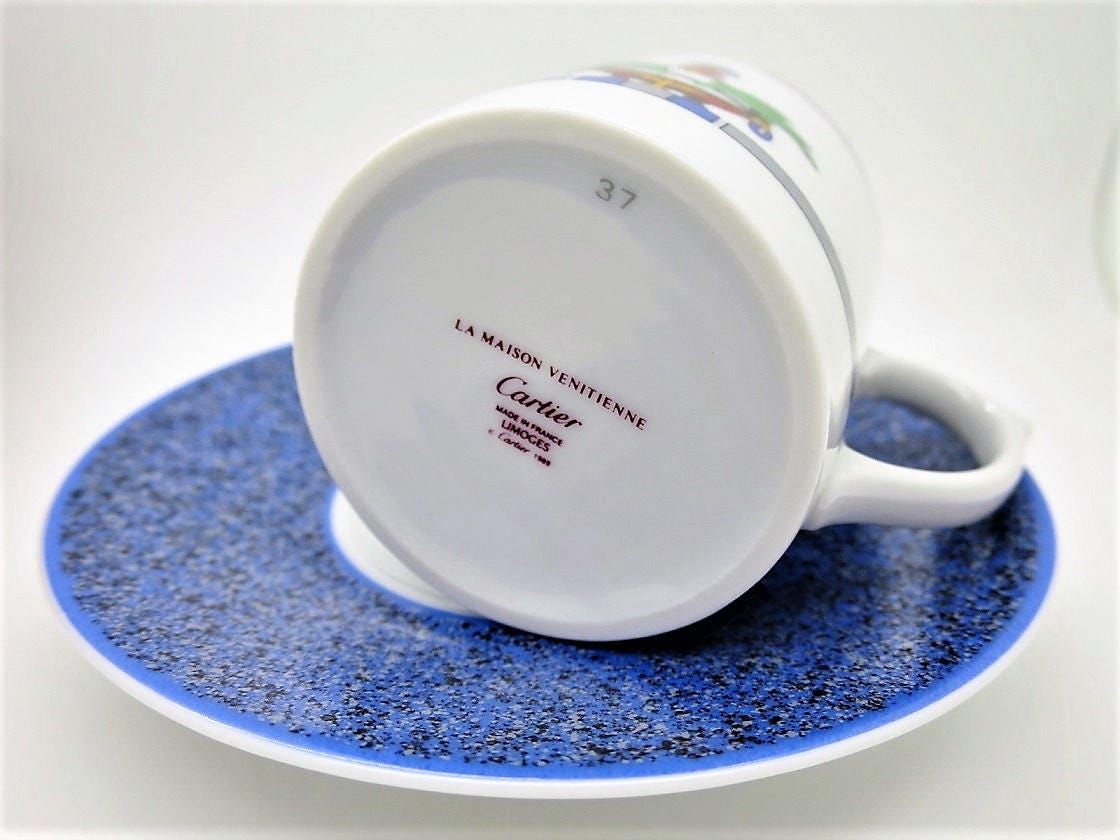Cartier Demitasse Cups + Saucers Set of 4 in Original Box