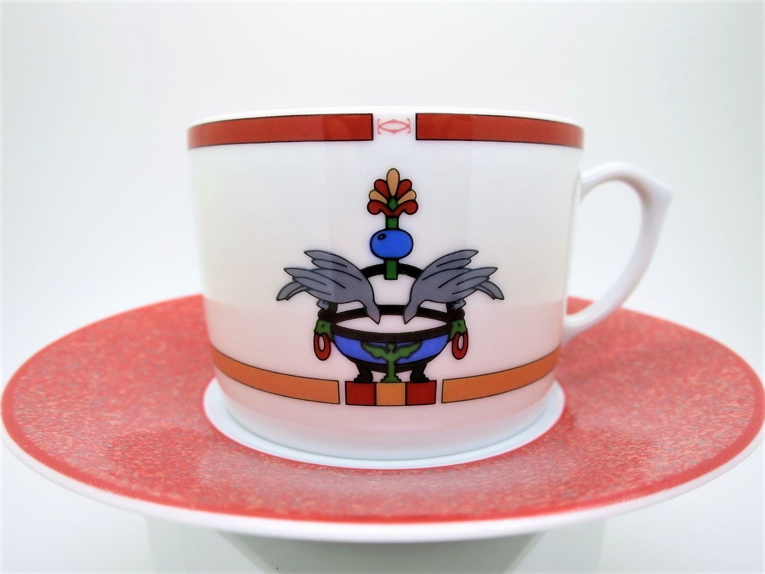 Vintage Cartier Cup + Saucer Set of 4 French Limoges Porcelain