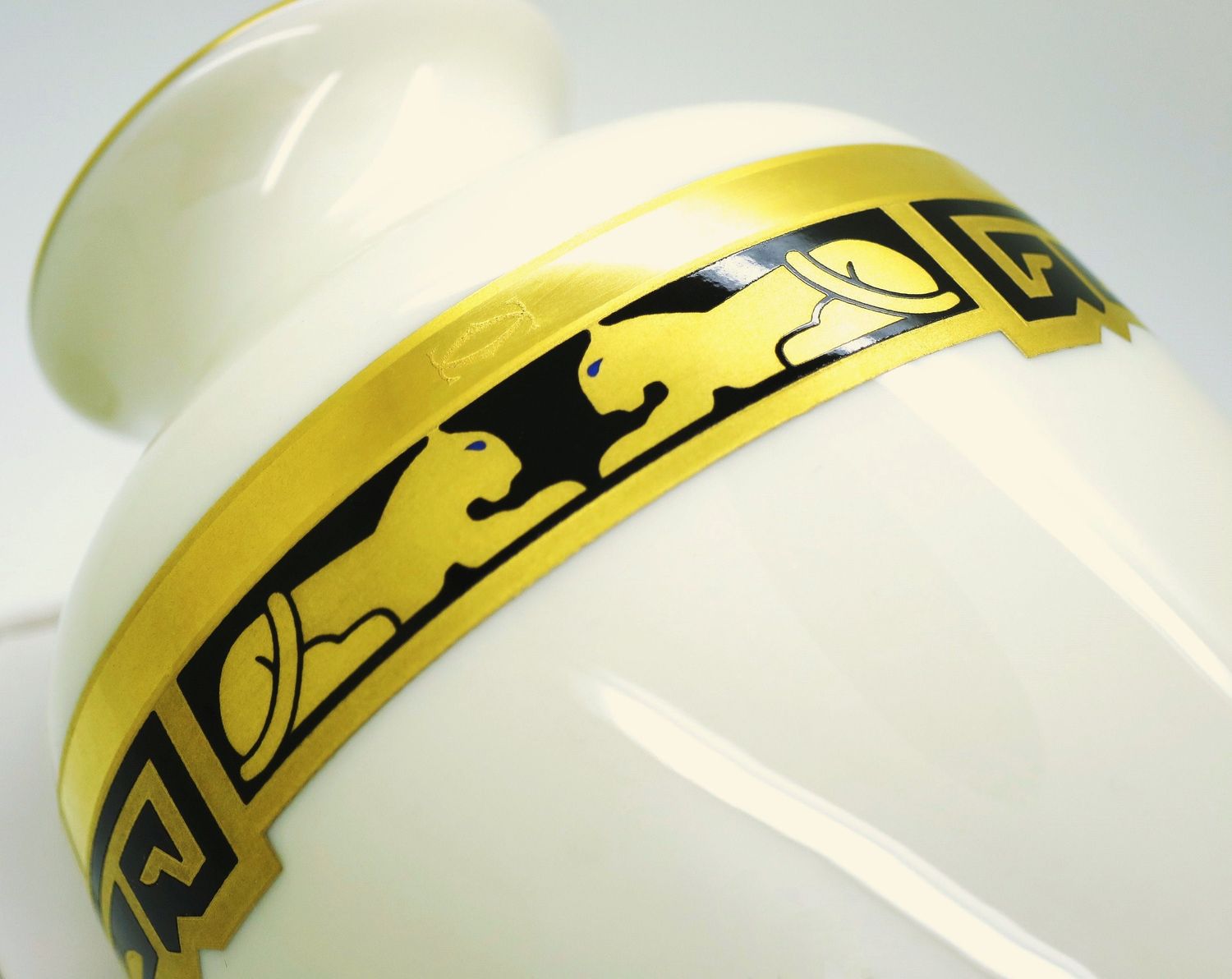 Vintage Cartier Vase Circa 1986 in Porcelain Egyptian Revival Decor