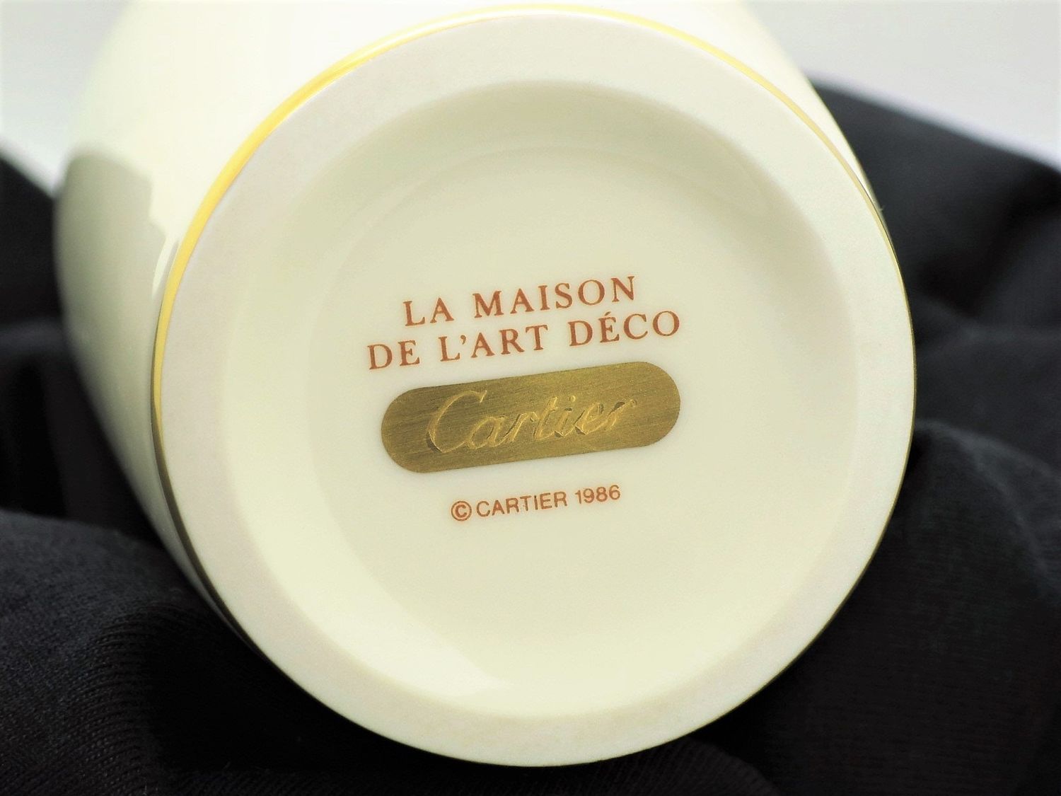 Vintage Cartier Vase Circa 1986 in Porcelain Egyptian Revival Decor