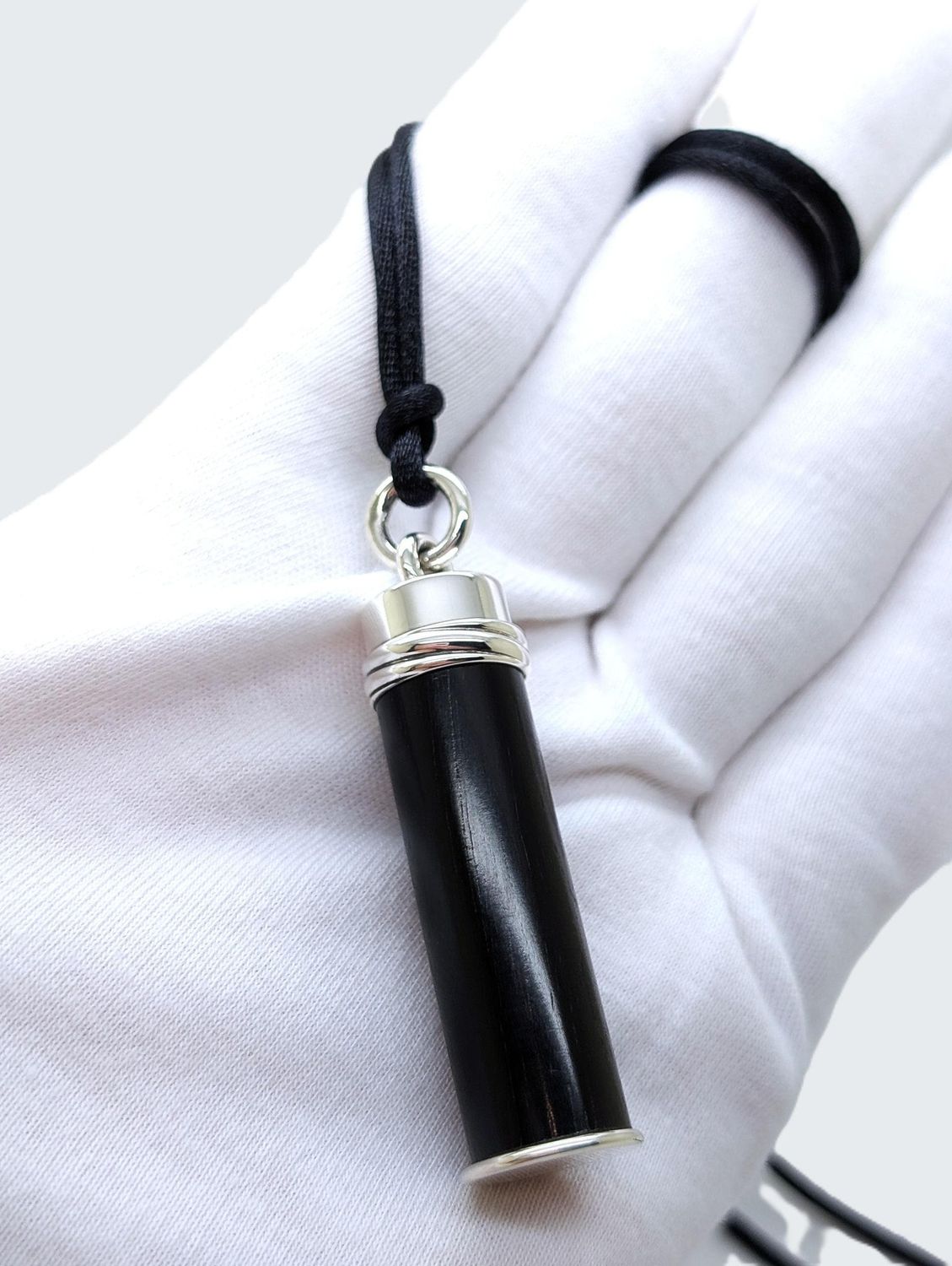 Vintage Cartier Amulet Pendant in Solid Sterling Silver + Precious Ebony