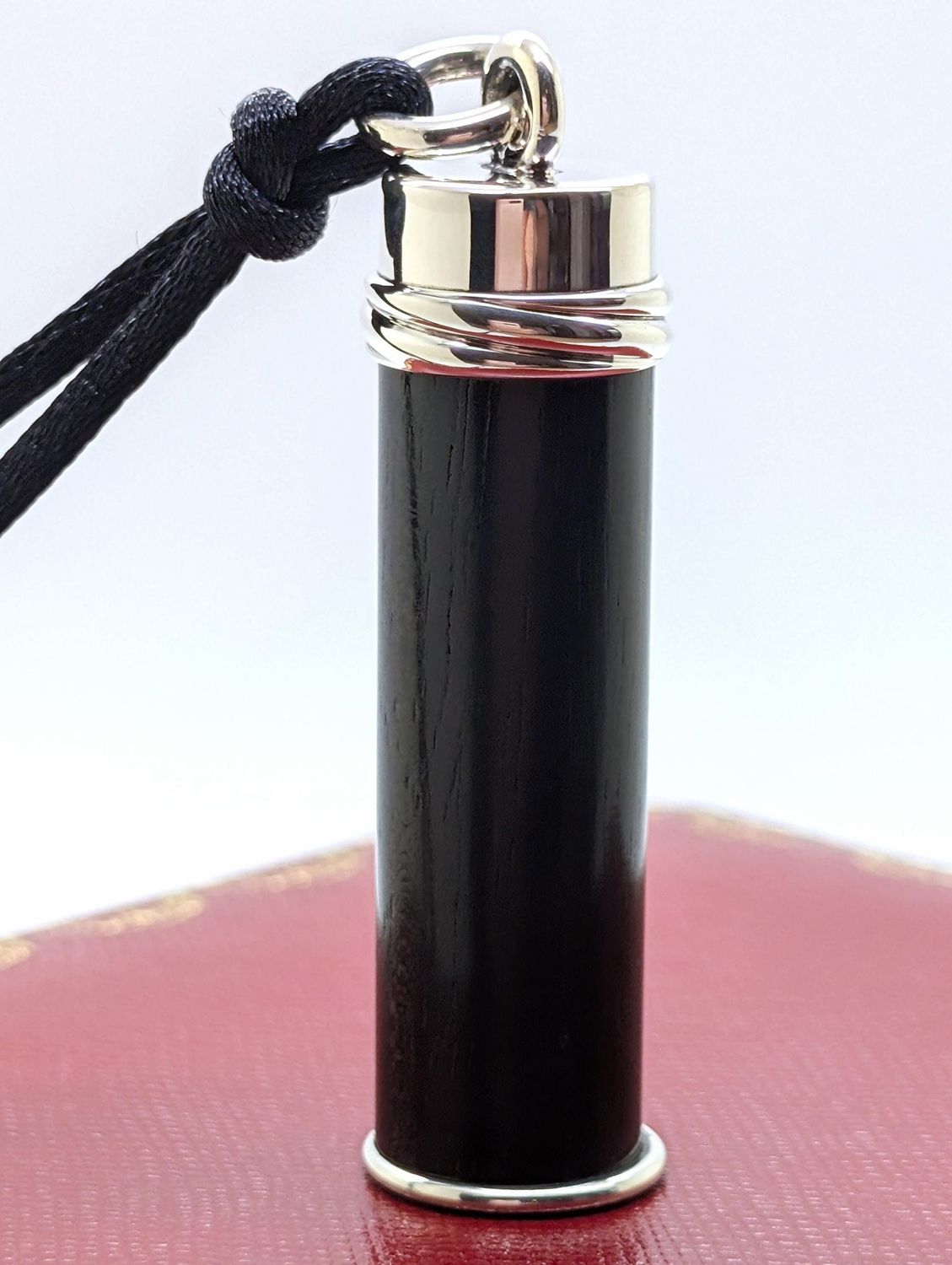 Vintage Cartier Amulet Pendant in Solid Sterling Silver + Precious Ebony