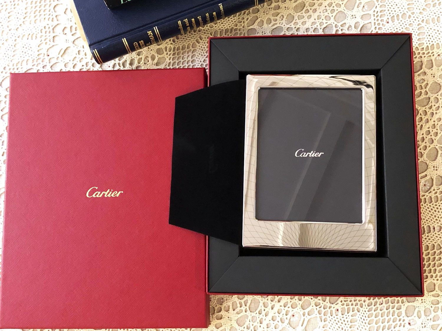 Cartier Photo Frame Mid-Century Design in Silver with Box