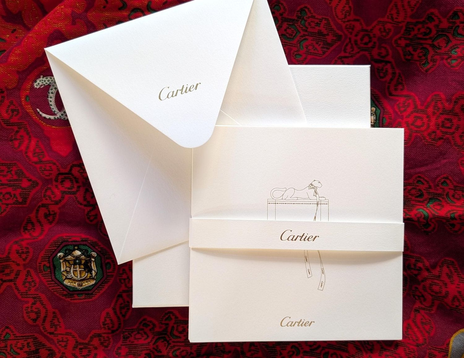 Cartier Note Cards with Gold Imprint Panther + Box Decor