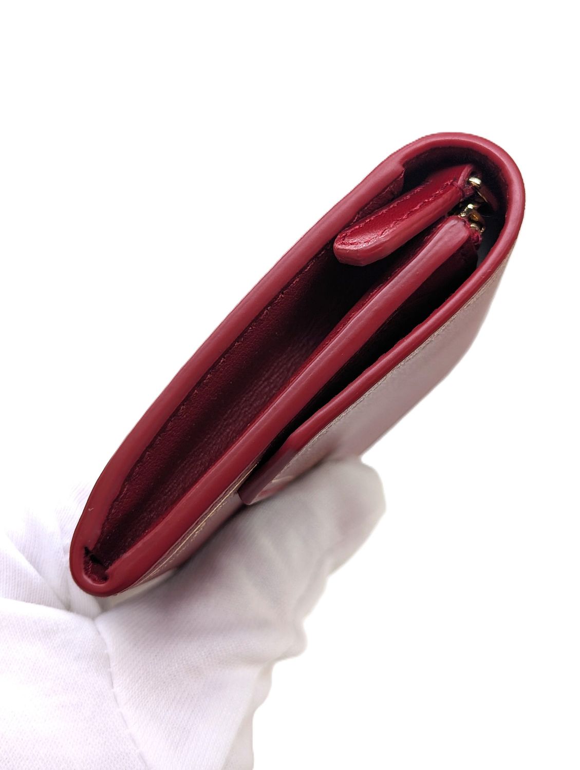 Cartier Wallet Small Garland Series in Red and Gold with Cartier Certificate, Booklet + Box