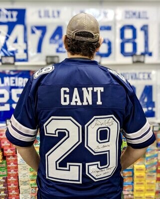 KENNY GANT DALLAS COWBOYS SIGNED SEWN PRO STYLE FOOTBALL BLUE JERSEY - SIZE Adult XL