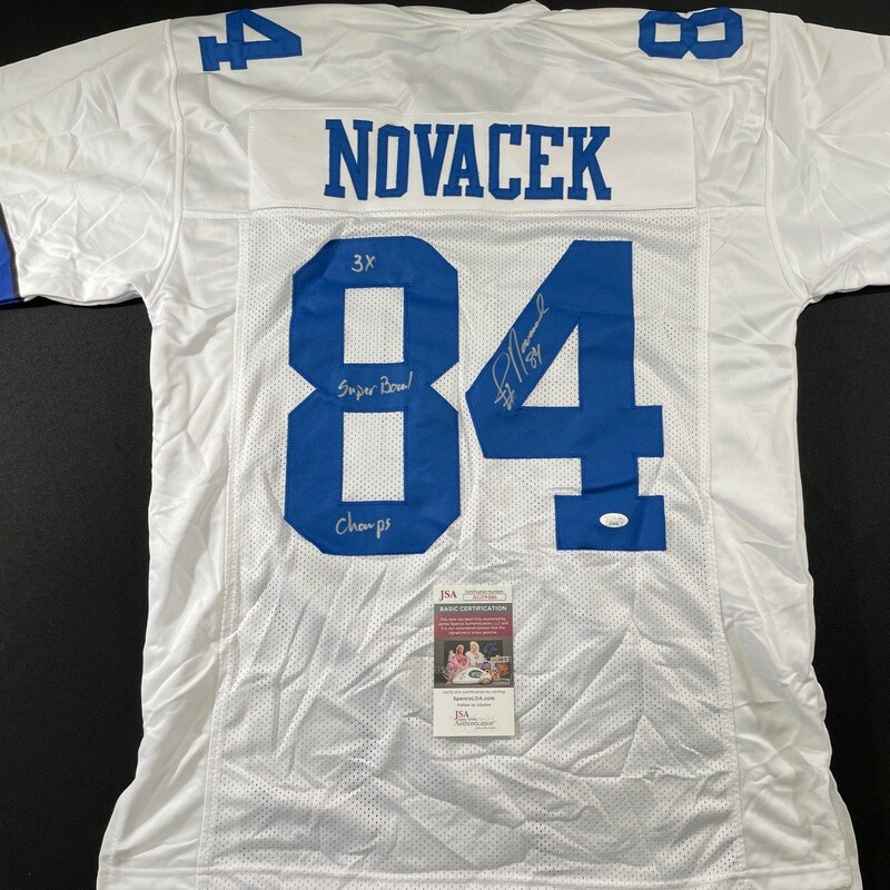 Jay Novacek Dallas Cowboys White Signed w/ Inscription JSA COA