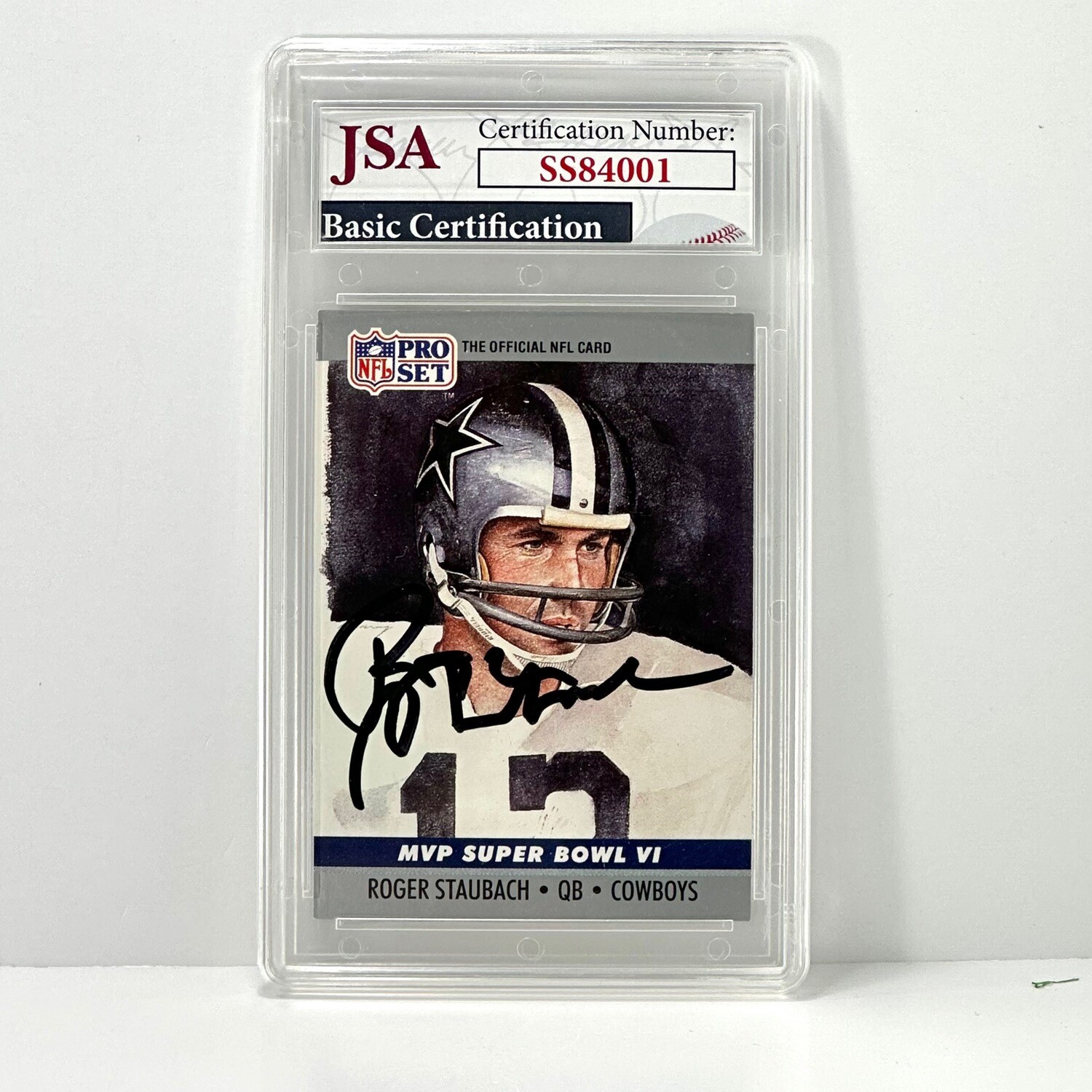 1990 Pro Set #6 Roger Staubach Super Bowl MVP Autographed JSA Certified