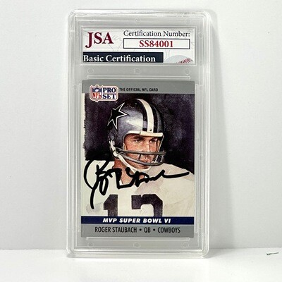 1990 Pro Set #6 Roger Staubach Super Bowl MVP Autographed JSA Certified