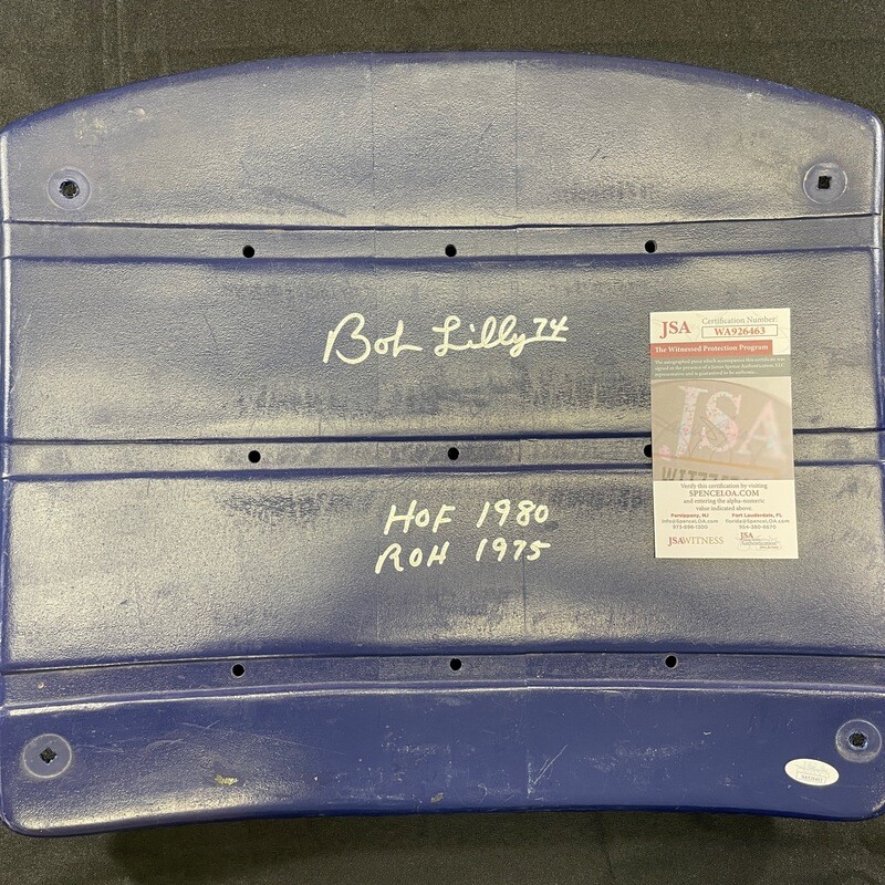 Bob Lilly Signed Dallas Cowboys Texas Stadium Seat Bottom W/HoF 80 and ROH 1978