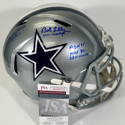Bob Lilly Replica Full Size Helmet 6 Inscriptions JSA Authenticated
