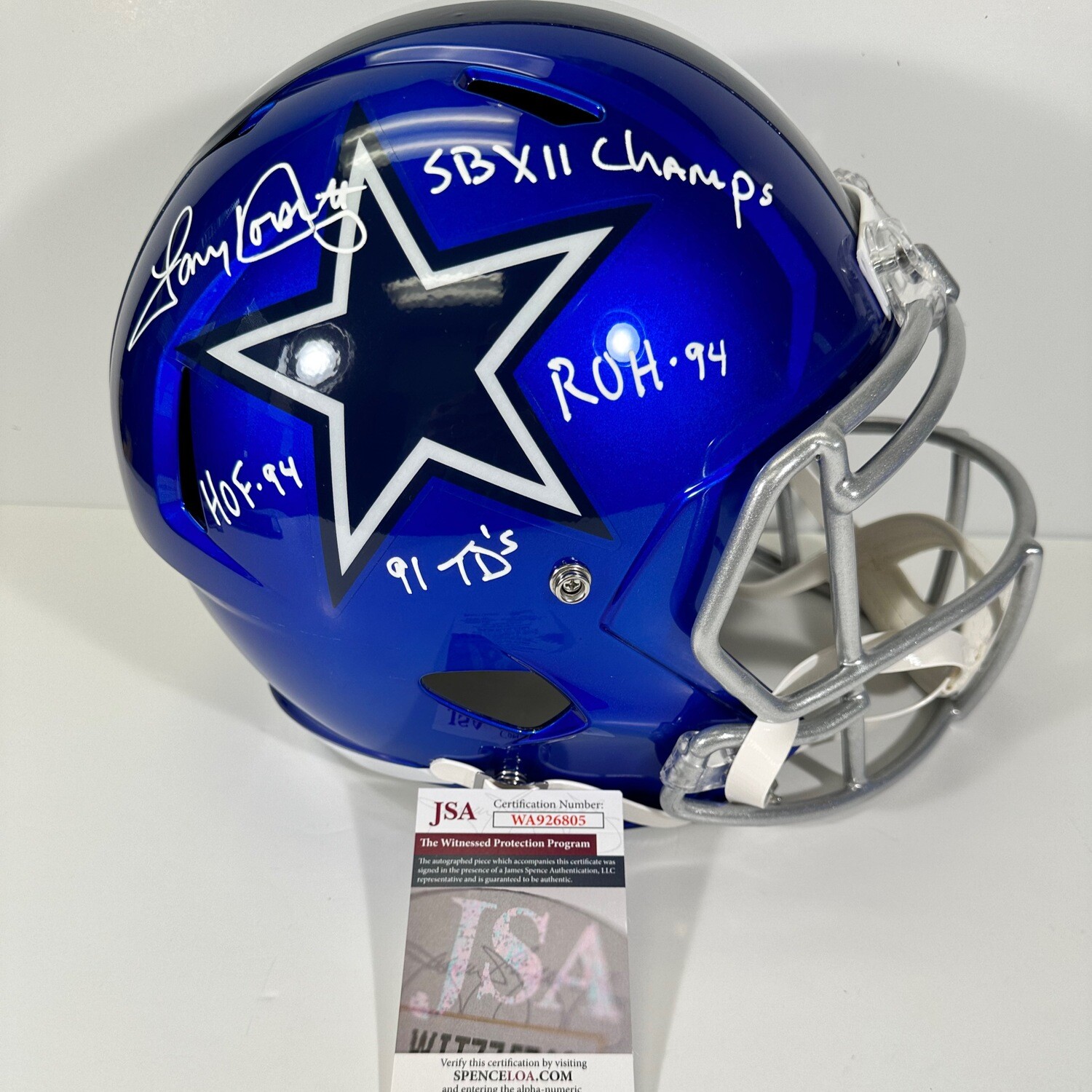 Tony Dorsett Flash Replica Full Size Helmet SBXll Champs,HOF 94,91 TD’s and ROH