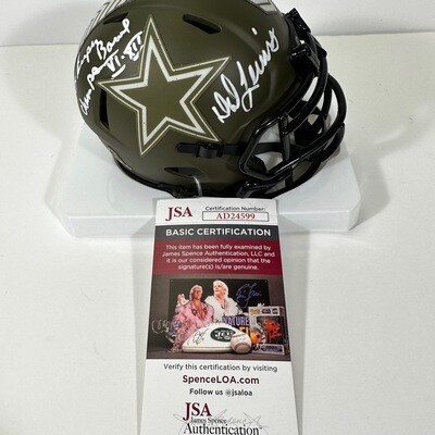 D.D Lewis Dallas Cowboys Salute to Services Autographed Speed Mini Helmet w/Inscriptions JSA Authenticated