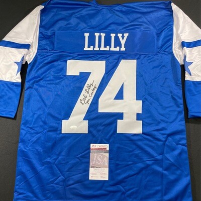 Bob Lilly Blue Dallas Cowboys W/ Mr. CowboyJSA Authenticated Autographed Jersey