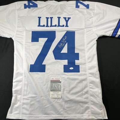 Bob Lilly White Dallas Cowboys Wearable Autographed Jersey Size X Large w/HOF 80 JSA Authenticated