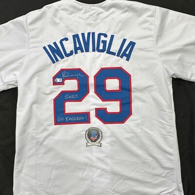 Pete Incaviglia White Texas Rangers Autographed Jersey Inscribed Beckett Authenticated