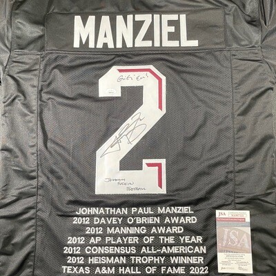 Johnny Manziel Aggies Black “Johnny Fuckin’ Football” Stats Signed JSA Certified