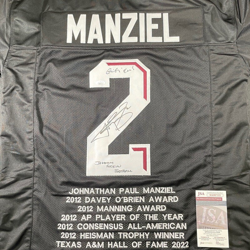 Johnny Manziel Aggies Black “Johnny Fuckin’ Football”  Stats Signed JSA Certified