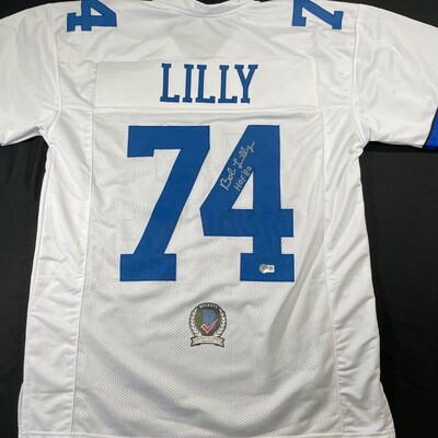 Bob Lilly White Dallas Cowboys Wearable Autographed Jersey Size X Large w/HOF 80 Beckett Authenticated