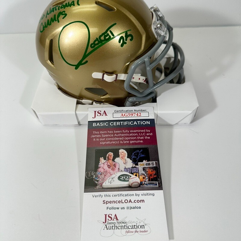 Rocket Ismail Riddell Notre Dame Fighting Irish Mini Speed Helmet Autographed &