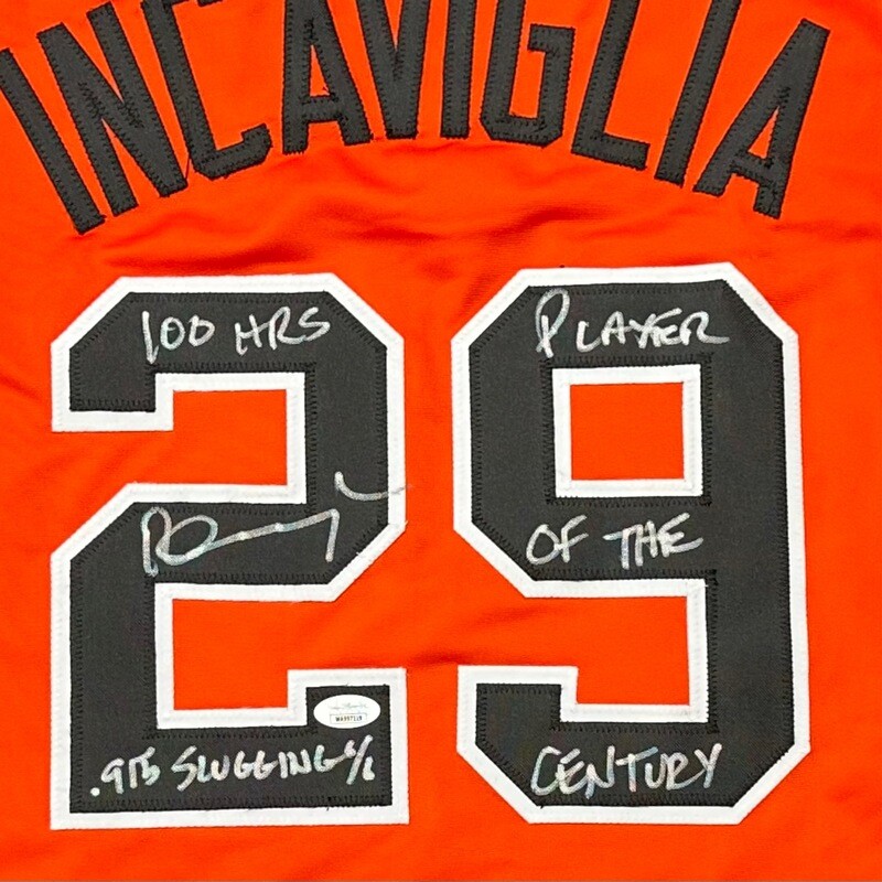 Pete Incaviglia Orange .915%  Oklahoma State Autographed Jersey Inscribed with