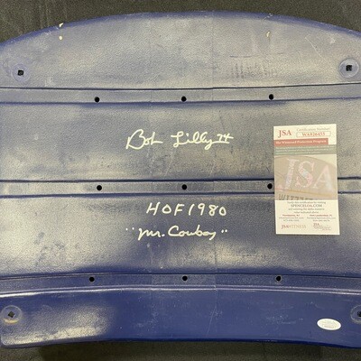 Bob Lilly Dallas Cowboys Texas Stadium Seat Bottom Autographed w/HOF 1980, Mr.Cowboy JSA Authenticated