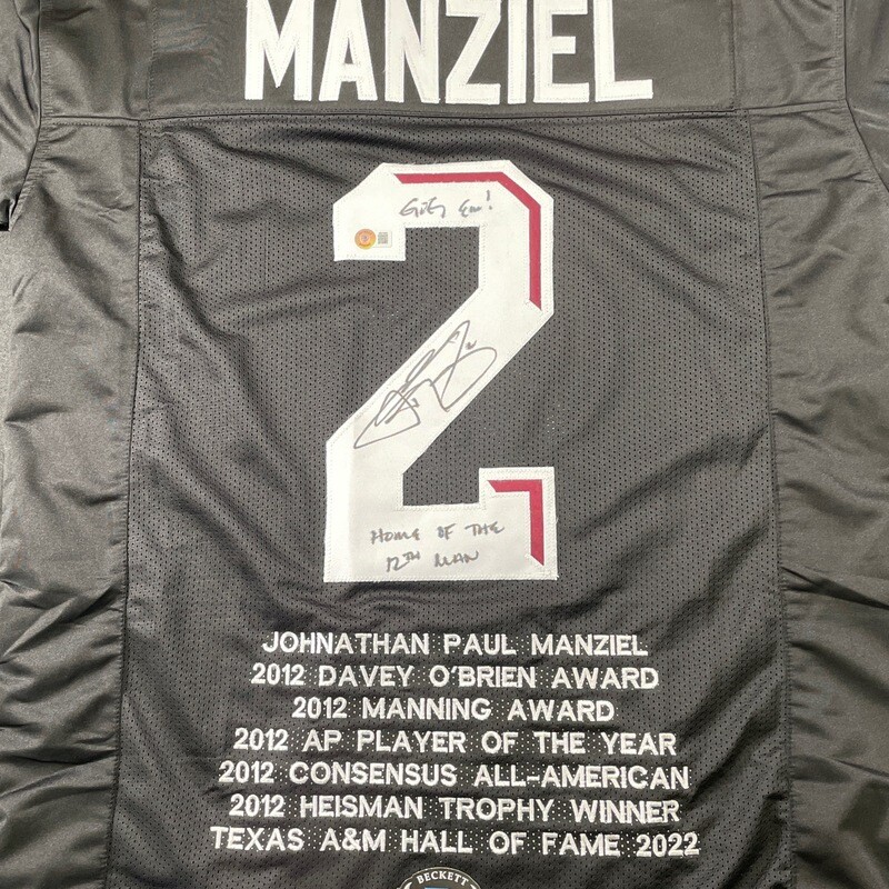Johnny Manziel Aggies Black “Home of the 12th Man”  Stats Signed Beckett Certified